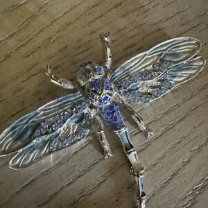 Silver and Blue Dragonfly Brooch